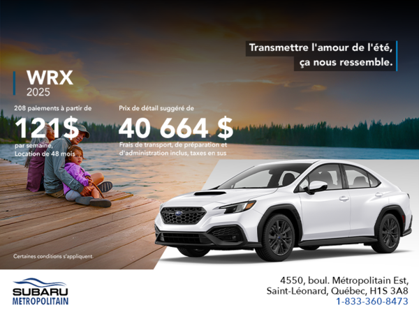 Procurez-vous la WRX 2025!