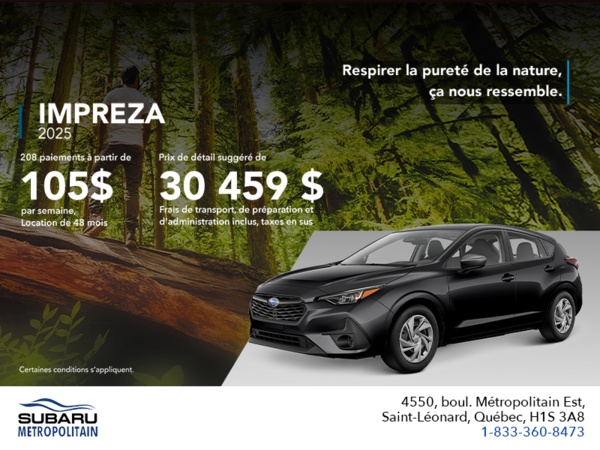 Procurez-vous la Impreza 2025!