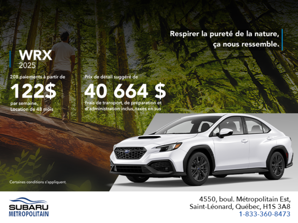 Procurez-vous la WRX 2025!