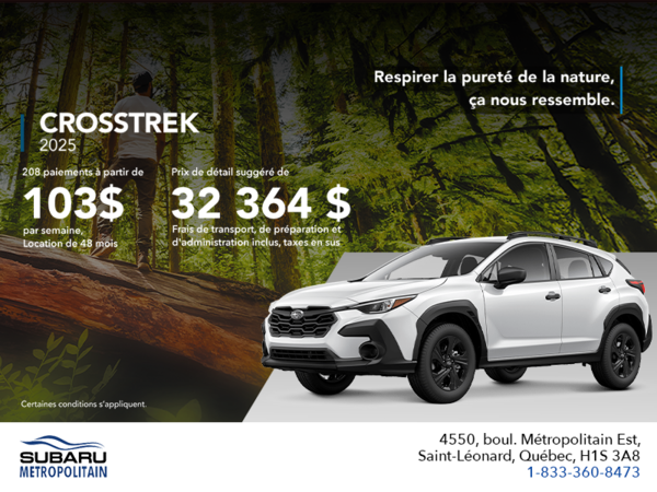 Procurez-vous le Crosstrek 2025!