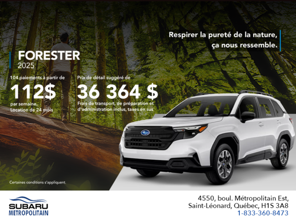 Procurez-vous le Forester 2025!