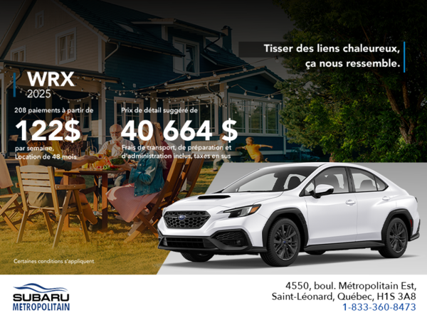 Procurez-vous la WRX 2025!