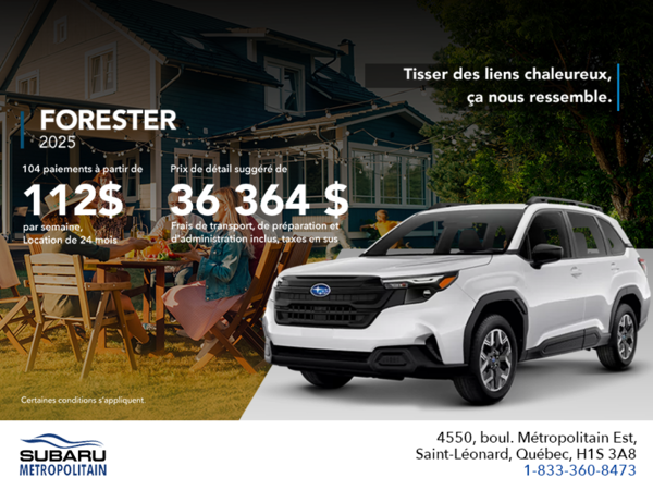 Procurez-vous le Forester 2025!