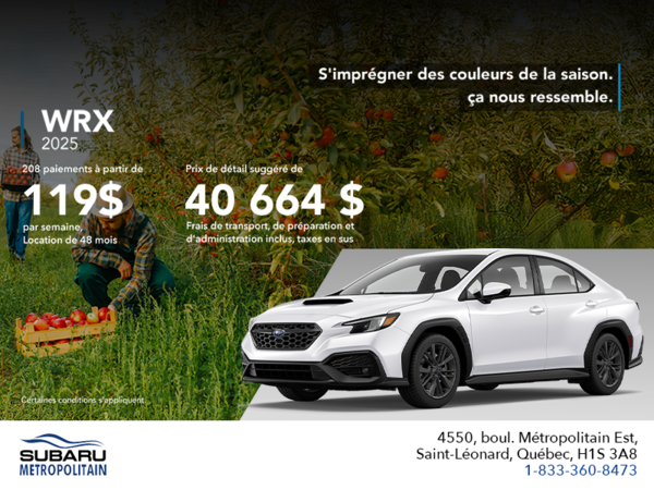 Procurez-vous la WRX 2025!