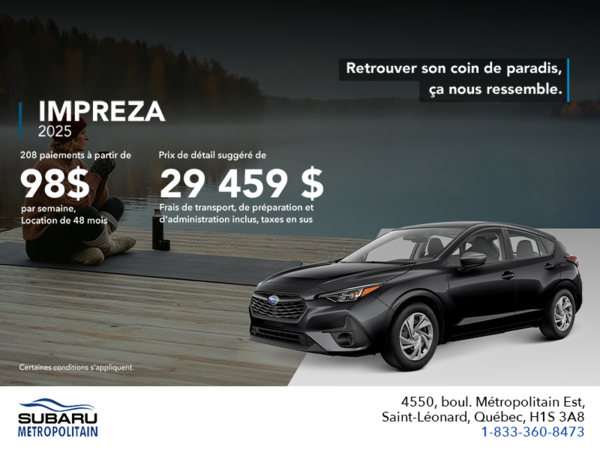Procurez-vous la Impreza 2025!