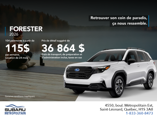 Procurez-vous le Forester 2026!