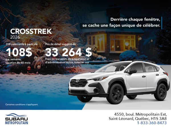Procurez-vous le Crosstrek 2026!
