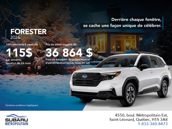 Procurez-vous le Forester 2026!