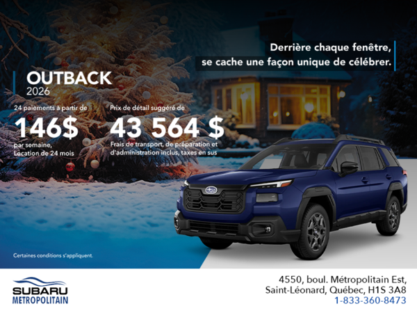 Procurez-vous le Outback 2026!