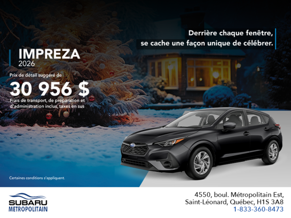 Procurez-vous la Impreza 2026!