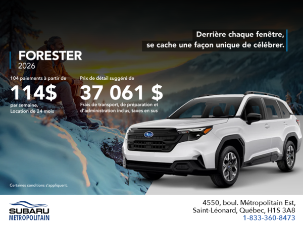 Procurez-vous le Forester 2026!