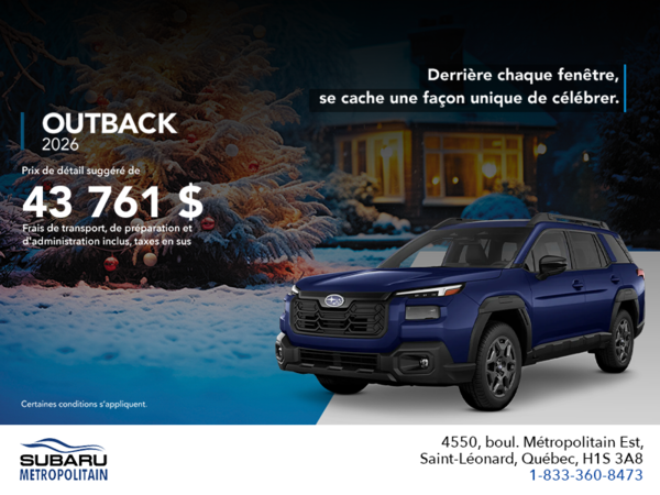 Procurez-vous le Outback 2026!