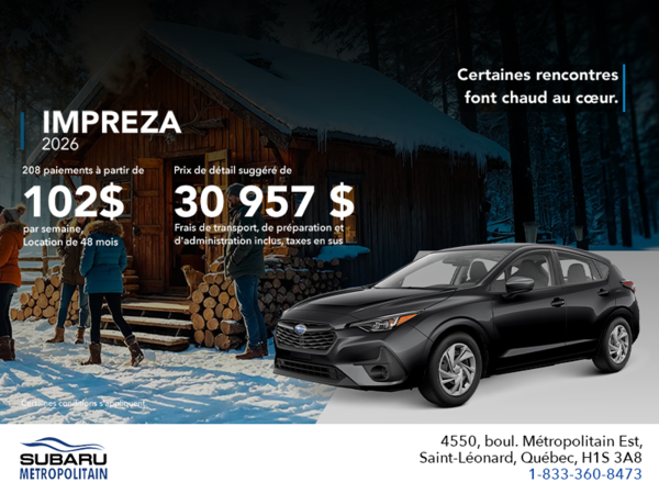 Procurez-vous la Impreza 2026!