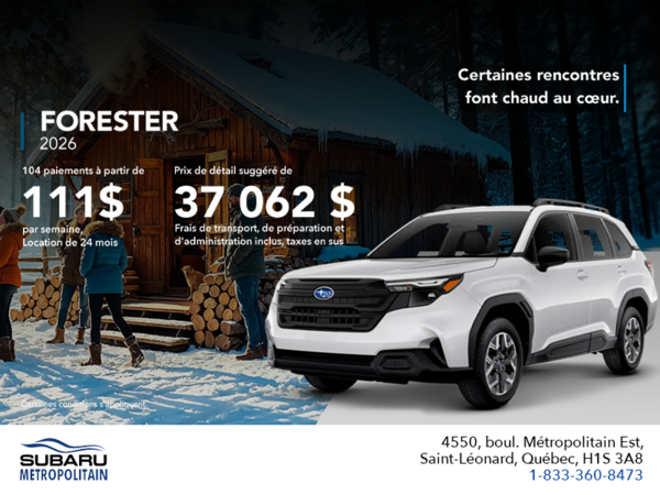Procurez-vous le Forester 2026!