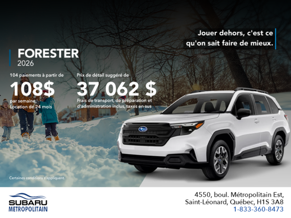 Procurez-vous le Forester 2026!