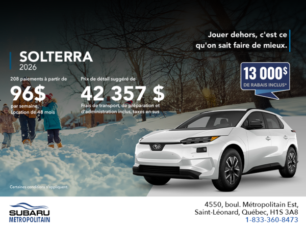 Procurez-vous le Solterra 2026!