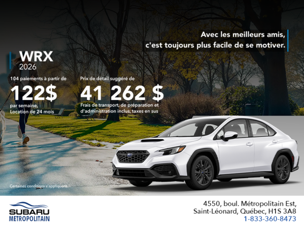 Procurez-vous la WRX 2026!