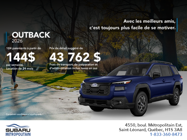 Procurez-vous le Outback 2026!