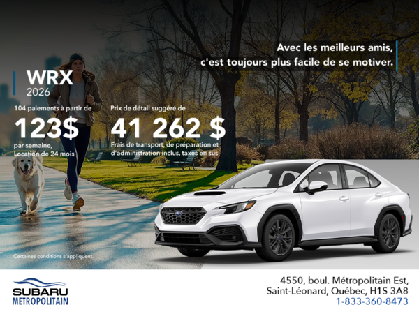 Procurez-vous la WRX 2026!