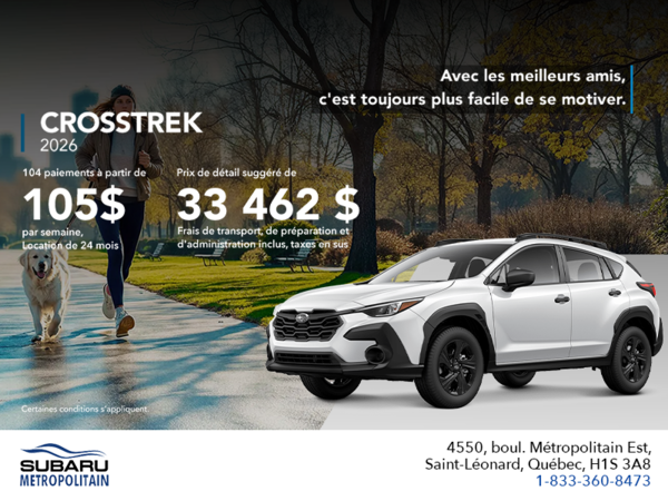 Procurez-vous le Crosstrek 2026!