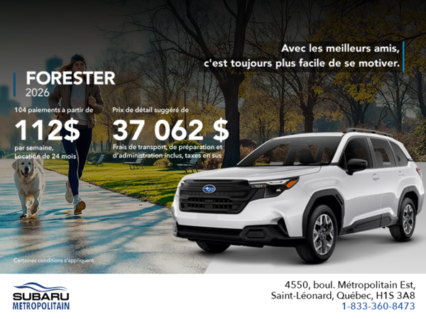 Procurez-vous le Forester 2026!