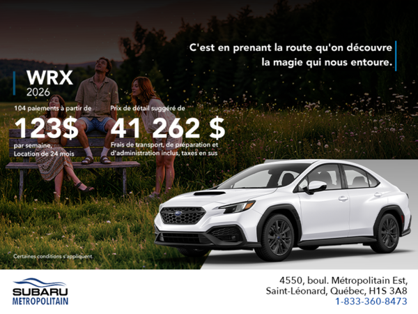 Procurez-vous la WRX 2026!