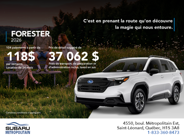 Procurez-vous le Forester 2026!