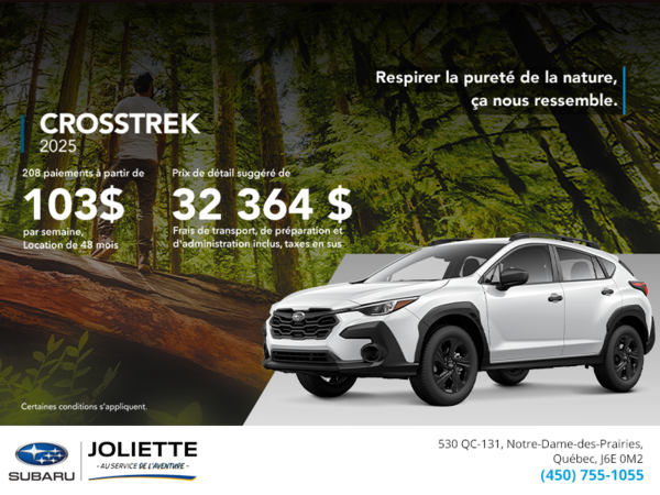 Procurez-vous le Crosstrek 2025!
