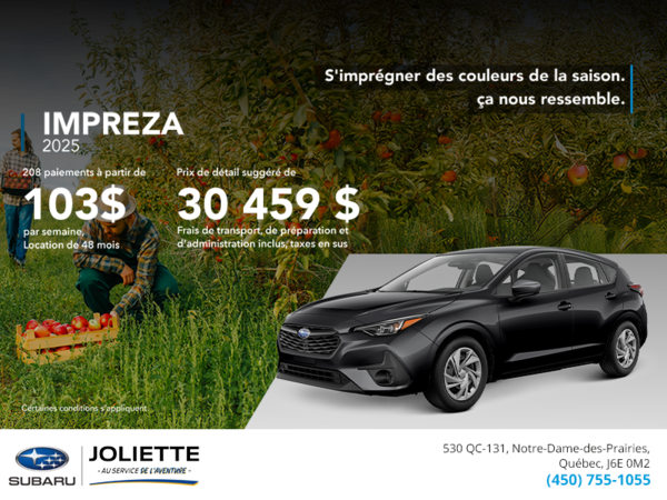 Procurez-vous la Impreza 2025!