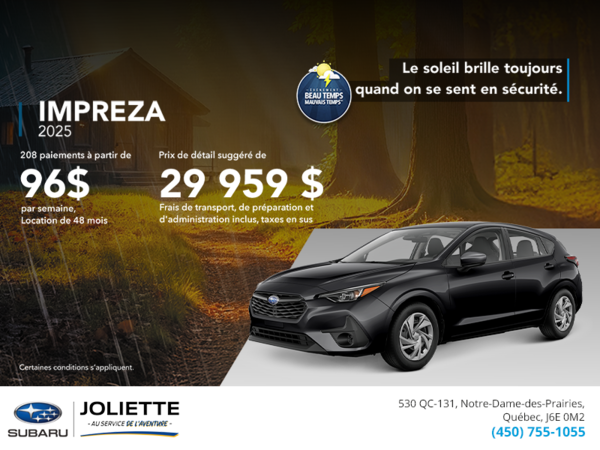 Procurez-vous la Impreza 2025!