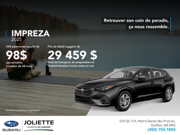 Procurez-vous la Impreza 2025!