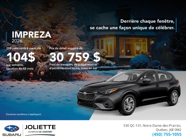 Procurez-vous la Impreza 2026!