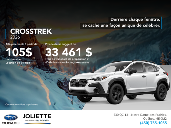 Procurez-vous le Crosstrek 2026!