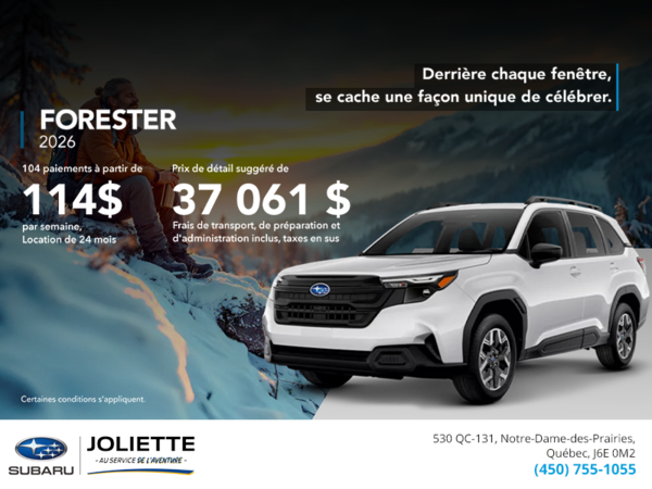 Procurez-vous le Forester 2026!
