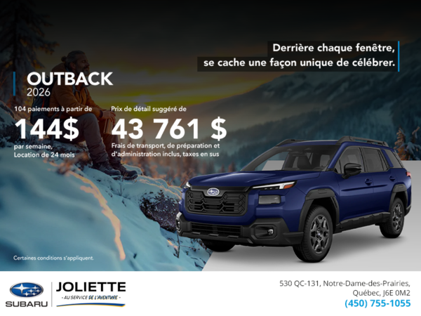 Procurez-vous le Outback 2026!