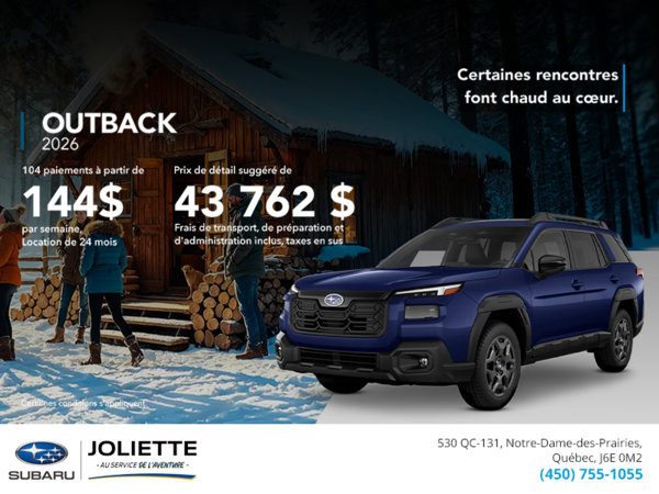 Procurez-vous le Outback 2026!