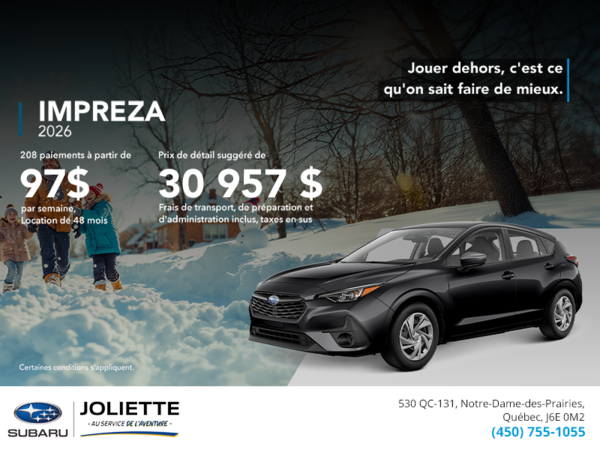 Procurez-vous la Impreza 2026!