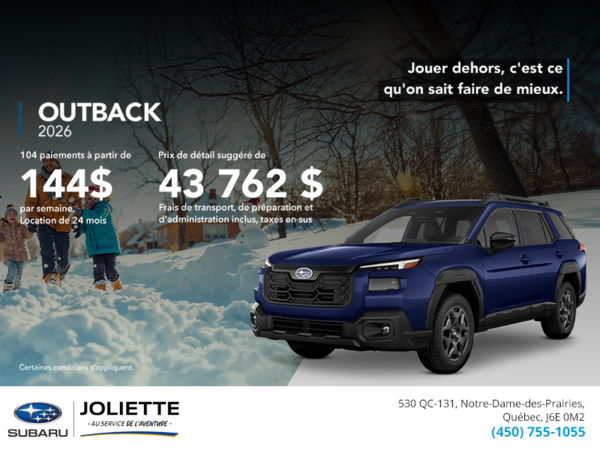 Procurez-vous le Outback 2026!