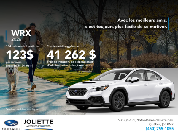Procurez-vous la WRX 2026!