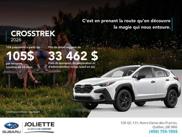 Procurez-vous le Crosstrek 2026!