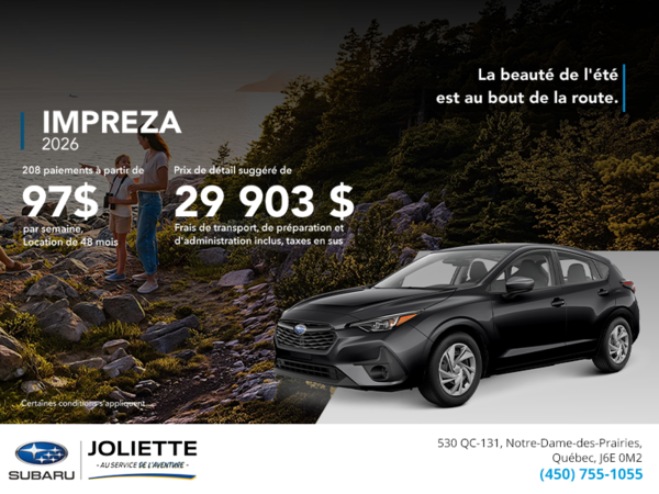 Procurez-vous la Impreza 2026!