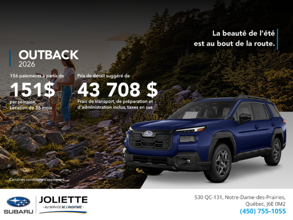 Procurez-vous le Outback 2026!