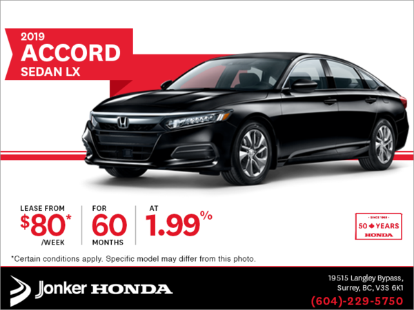 Lease the 2019 Honda Accord Sedan Today!