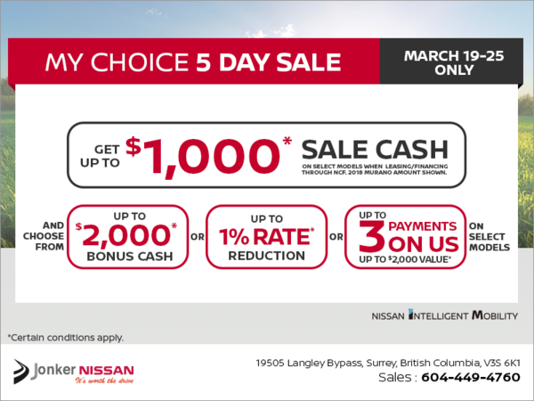 Nissan's My Choice 5-Day Sale!