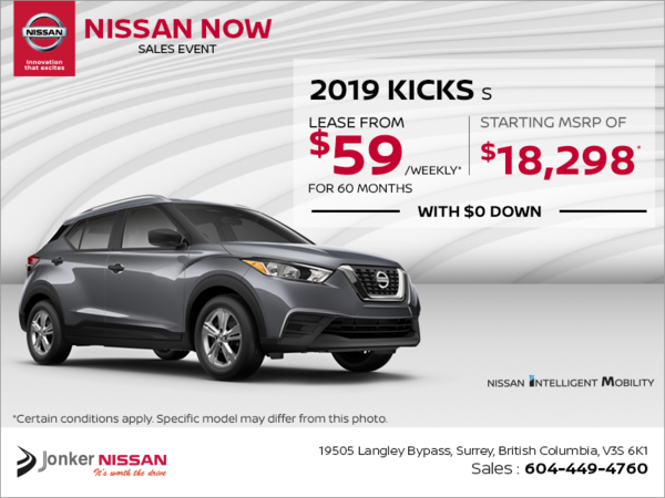 Get the 2019 Nissan Kicks Today!