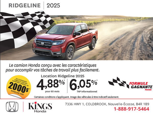Obtenez le Honda Ridgeline 2025 !