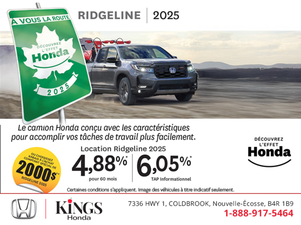 Obtenez le Honda Ridgeline 2025 !