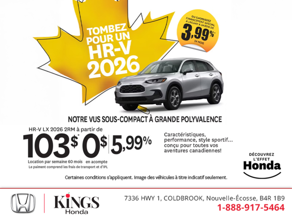Obtenez le Honda HR-V 2026 !