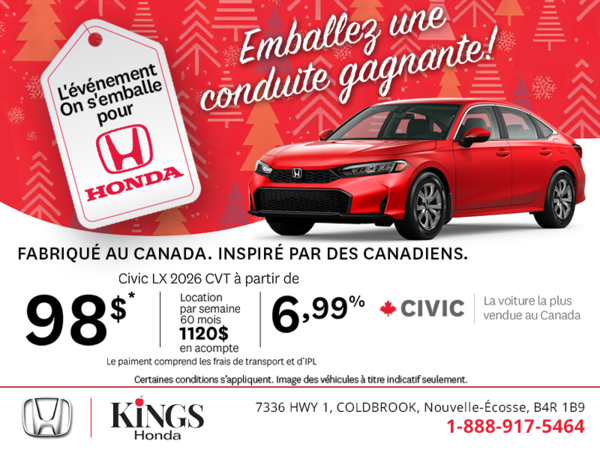 Obtenez la Honda Civic 2026!