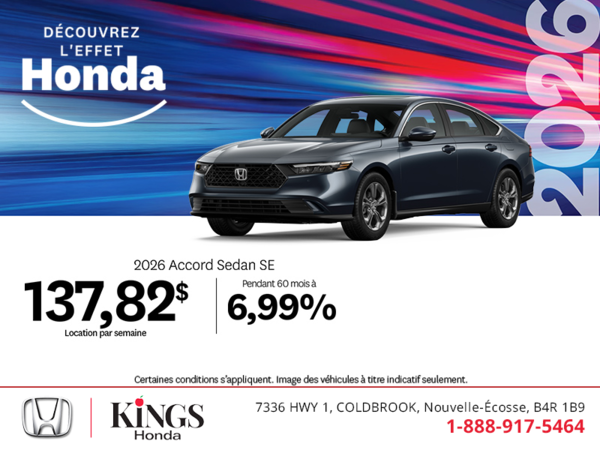 Obtenez le Honda Accord 2026 !